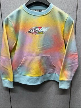 Santa Cruz Pastel Tie-Dye Crewneck - Light Blue, Yellow, Mint